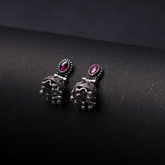 Elegant Oxidised Silver Jhumka Earrings
